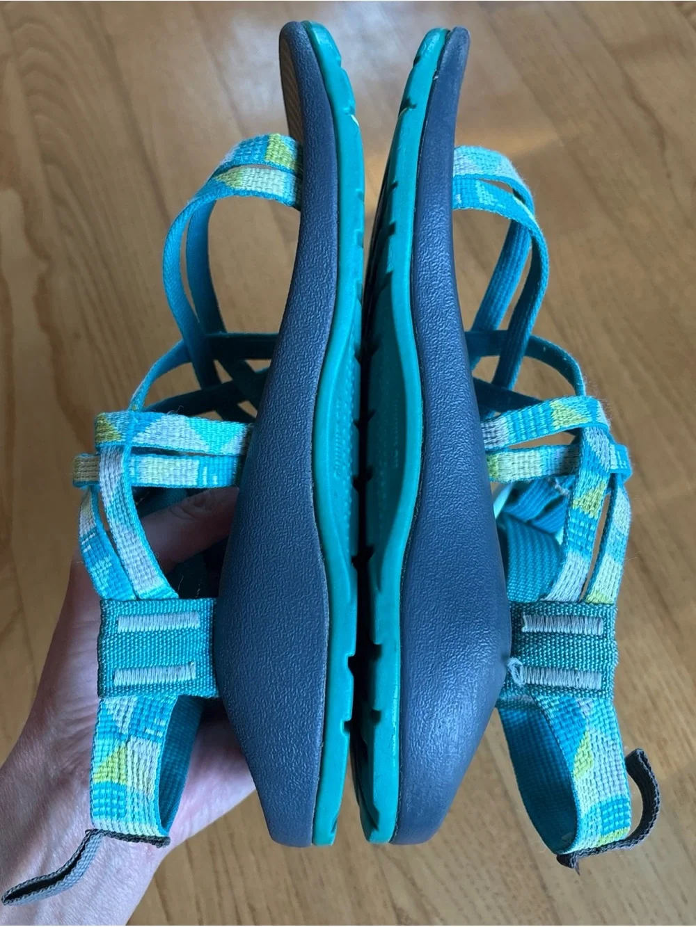 Chaco Kids ZX/1 Ecotread sandals Geometric Teal Green Youth Size 3